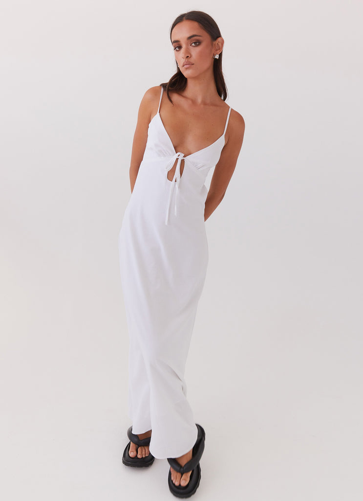 Flora Linen Maxi Dress - White