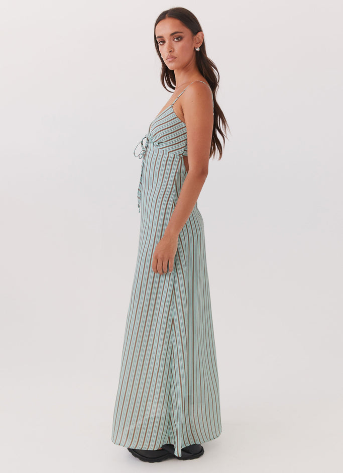 Flora Linen Maxi Dress - Coastal Stripe