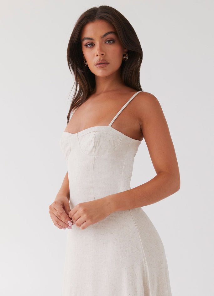 Angelina Linen Maxi Dress - Oatmeal