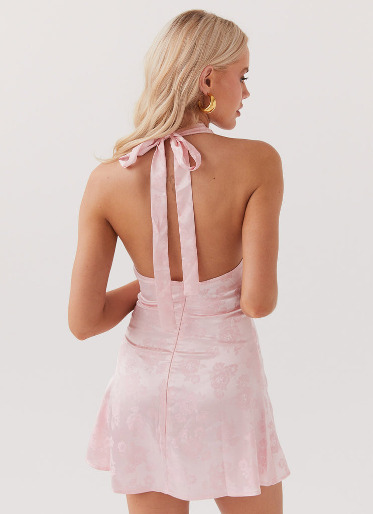 Amalina Halterneck Mini Dress - Peony Pink