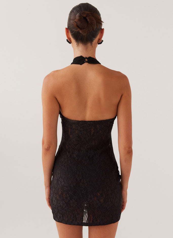 Santana Crossover Lace Mini Dress - Black