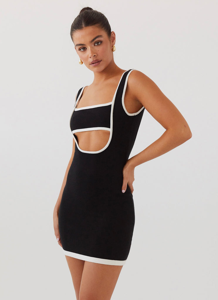 Lost In Paris Knit Mini Dress - Black Peppermayo Lost In Paris Knit Mini Dress - Black Peppermayo