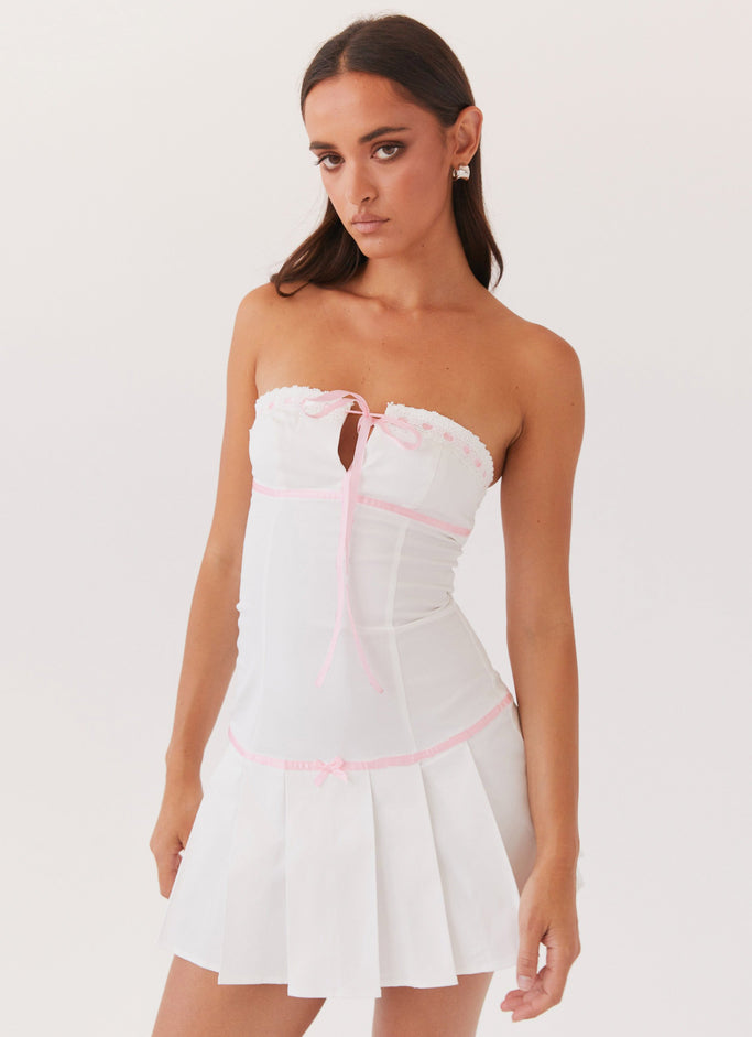 Candy Coated Bustier Mini Dress - Pink Ribbon