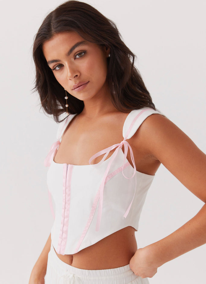 Love Letters Bow Bustier Top - Pink Ribbon