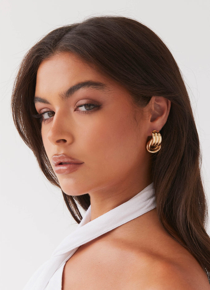 Bold Step Cuff Earrings - Gold