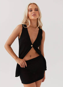 Capri Glow Knit Mini Skirt - Black