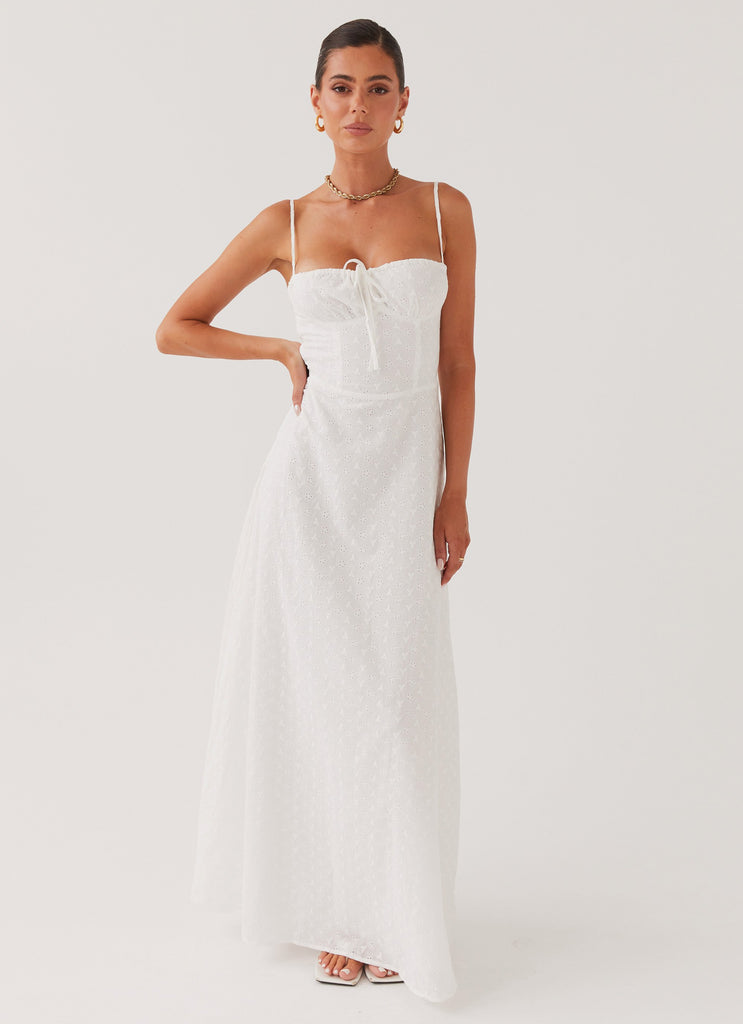 Elsie Broderie Maxi Dress - White – Peppermayo