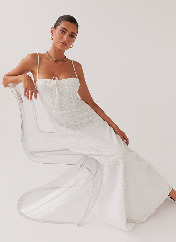 Elsie Broderie Maxi Dress - White