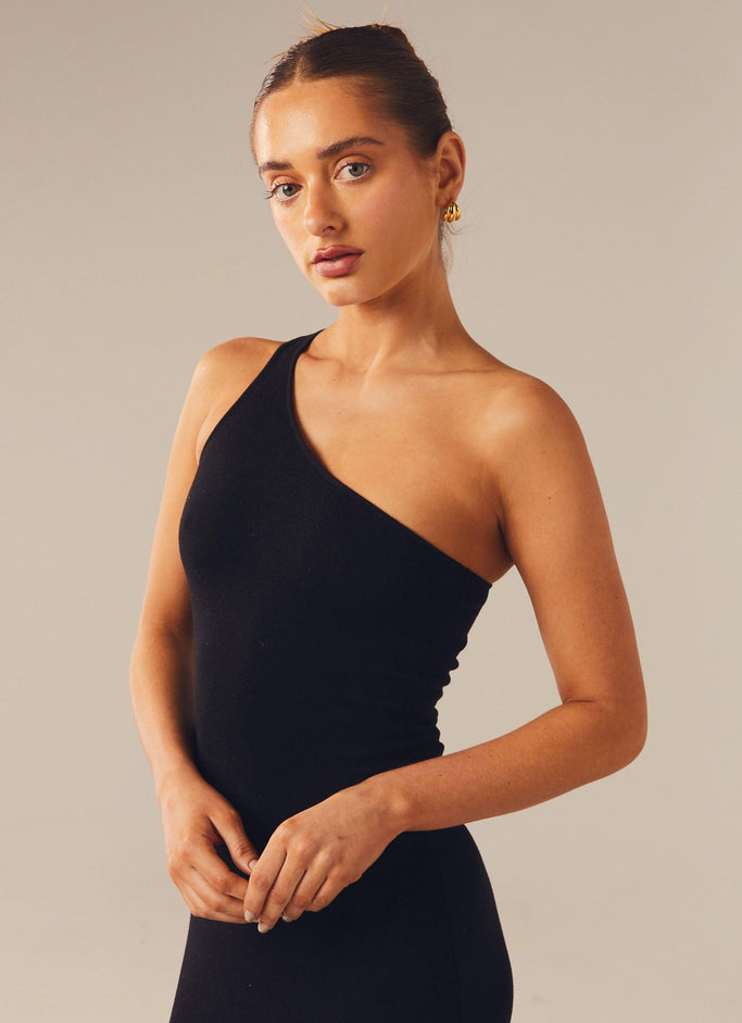 Twin Flame Knit Maxi Dress - Black