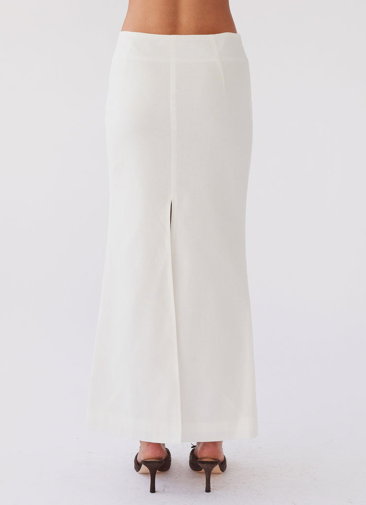 Born For Bordeaux Linen Midi Skirt - White