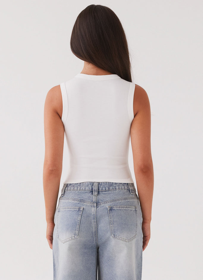 Blair Buttoned Tank Top - White