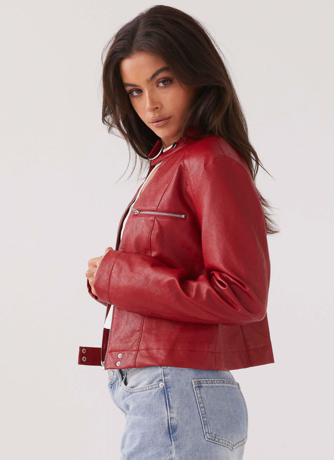 Hot Flame Fitted Jacket - Rouge Red
