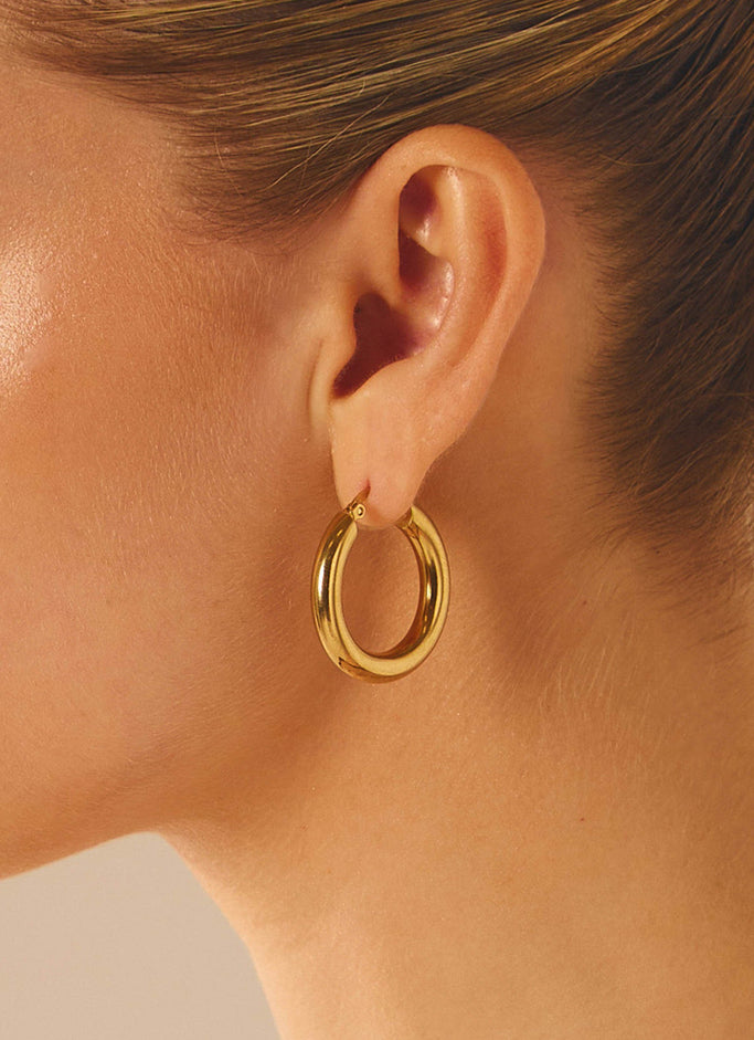 Keep Frontin Hoop Earrings - Gold