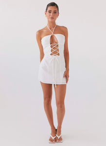 Island Echoes Linen Mini Dress - White