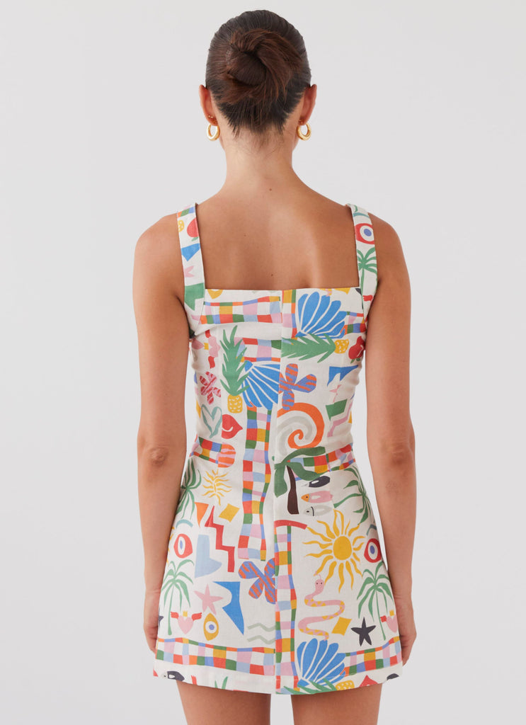 Tori Linen Mini Dress - Summer Palm