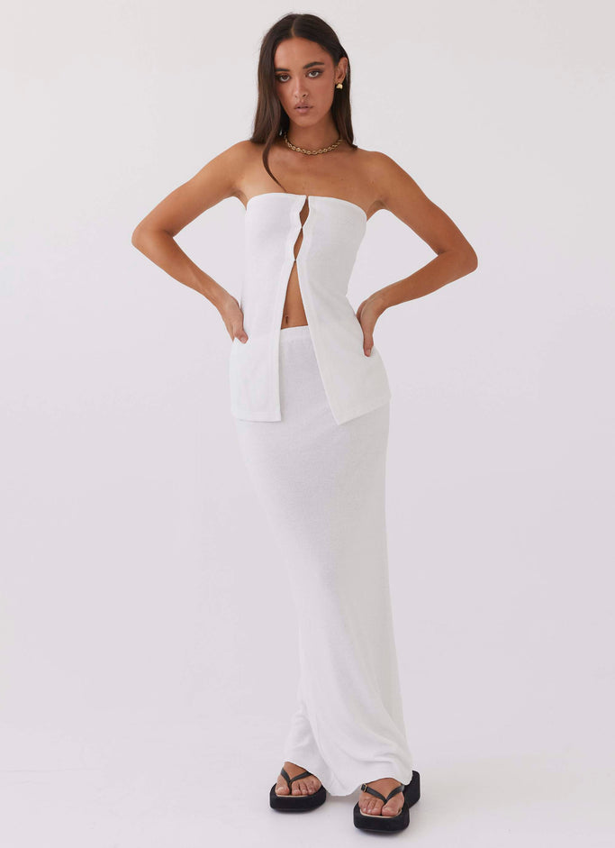 Delicate Lady Knit Maxi Skirt - White