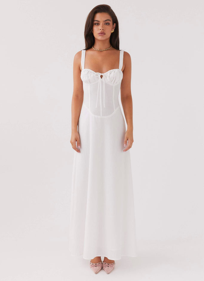 Lucie Linen Maxi Dress - White