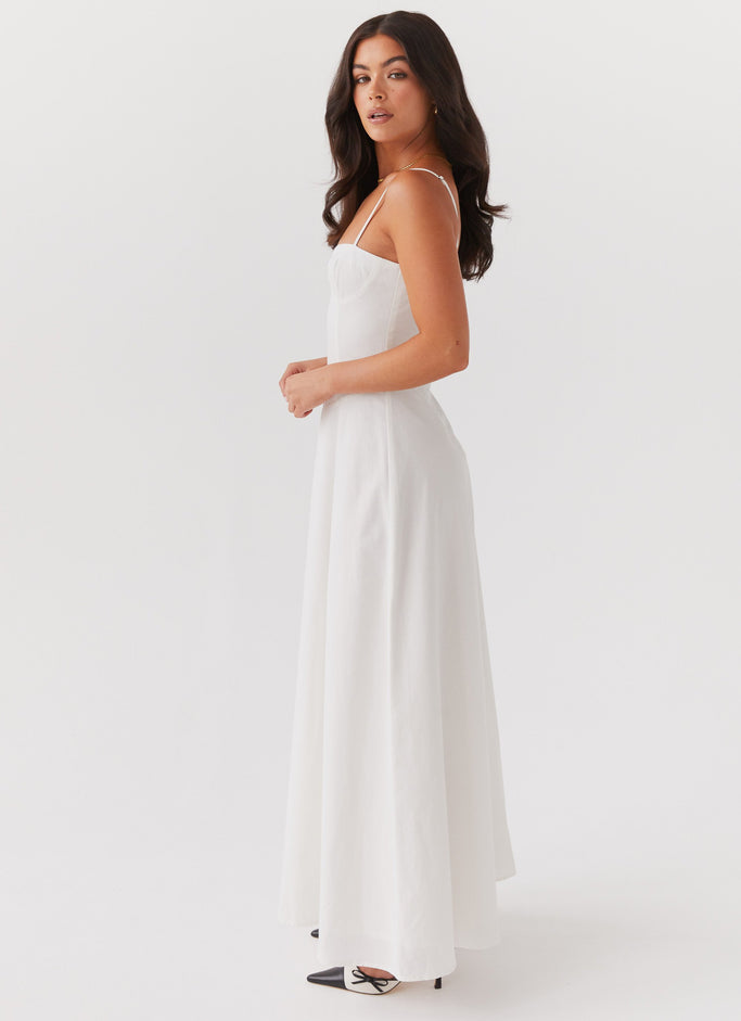 Angelina Linen Maxi Dress - White