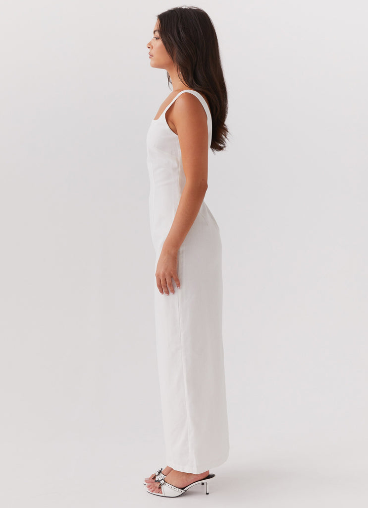 Melina Linen Maxi Dress - White