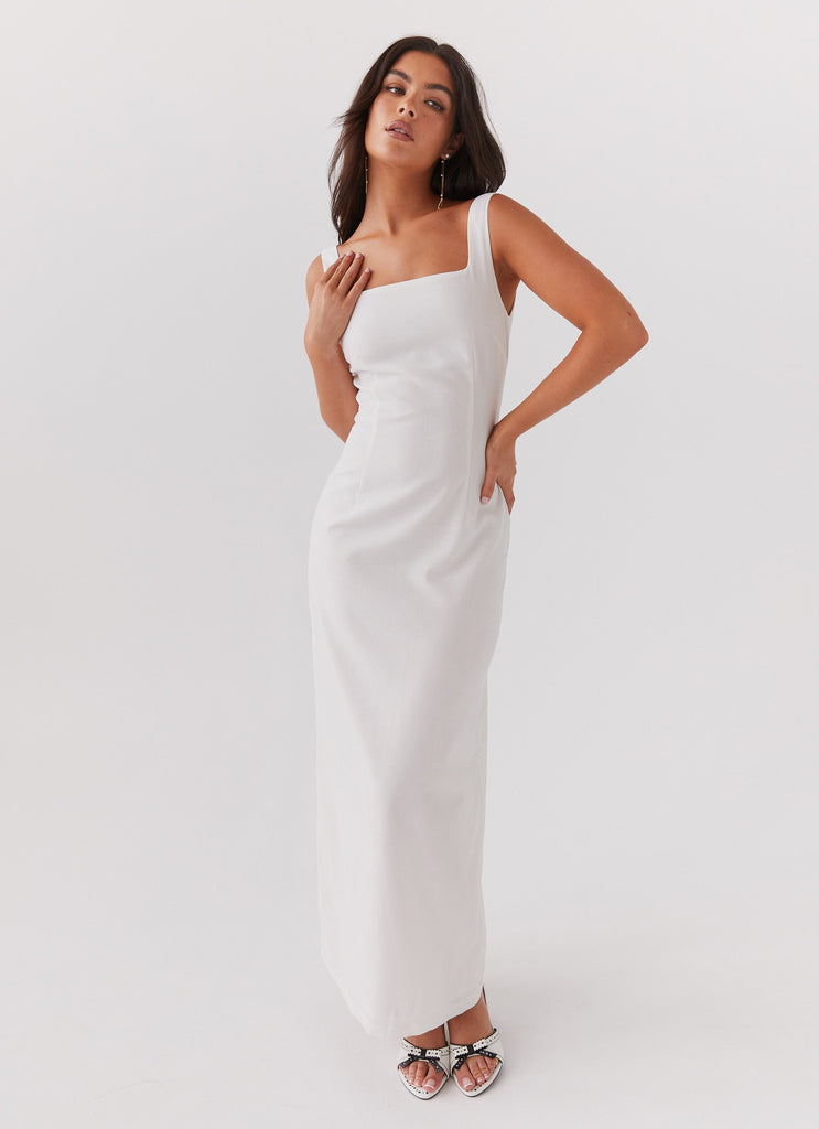 Melina Linen Maxi Dress - White