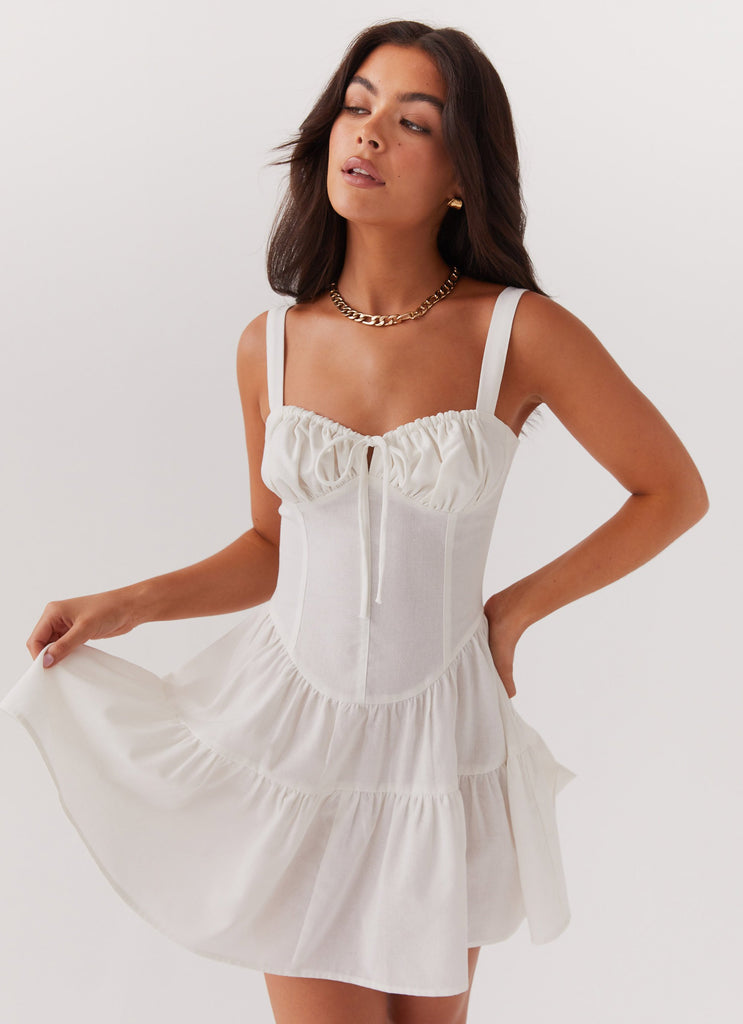 corset seamed linen-blend mini dress natalie_keinan on LTK