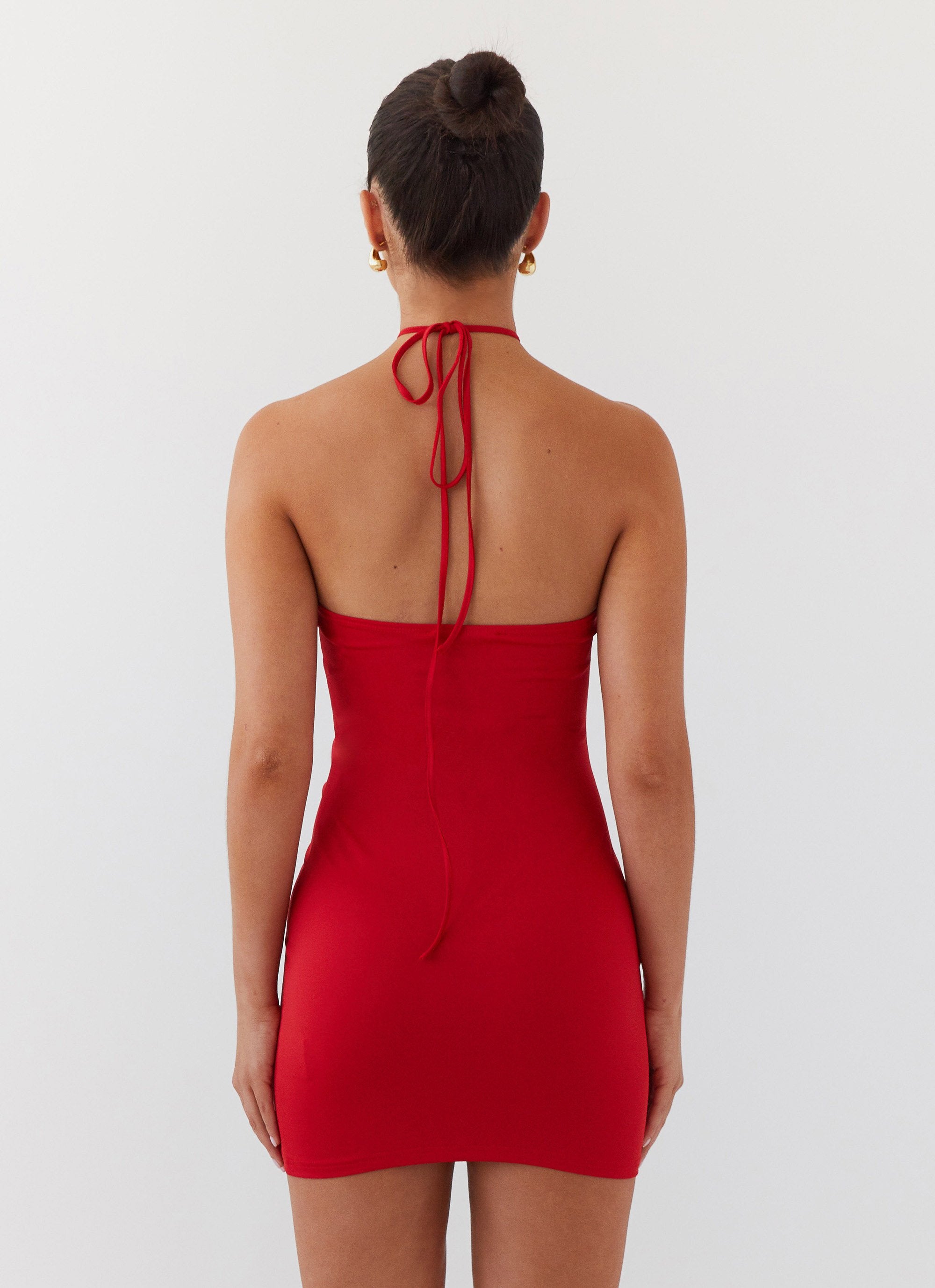 Ruby Glamour Rose Mini Dress - Rouge Red – Peppermayo