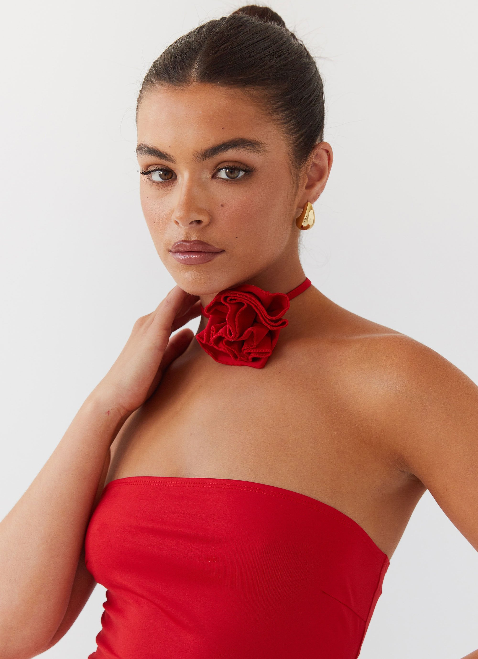 Ruby Glamour Rose Mini Dress - Rouge Red – Peppermayo
