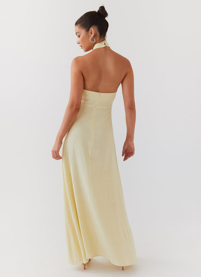 Adrienne Linen Maxi Dress - Lemon