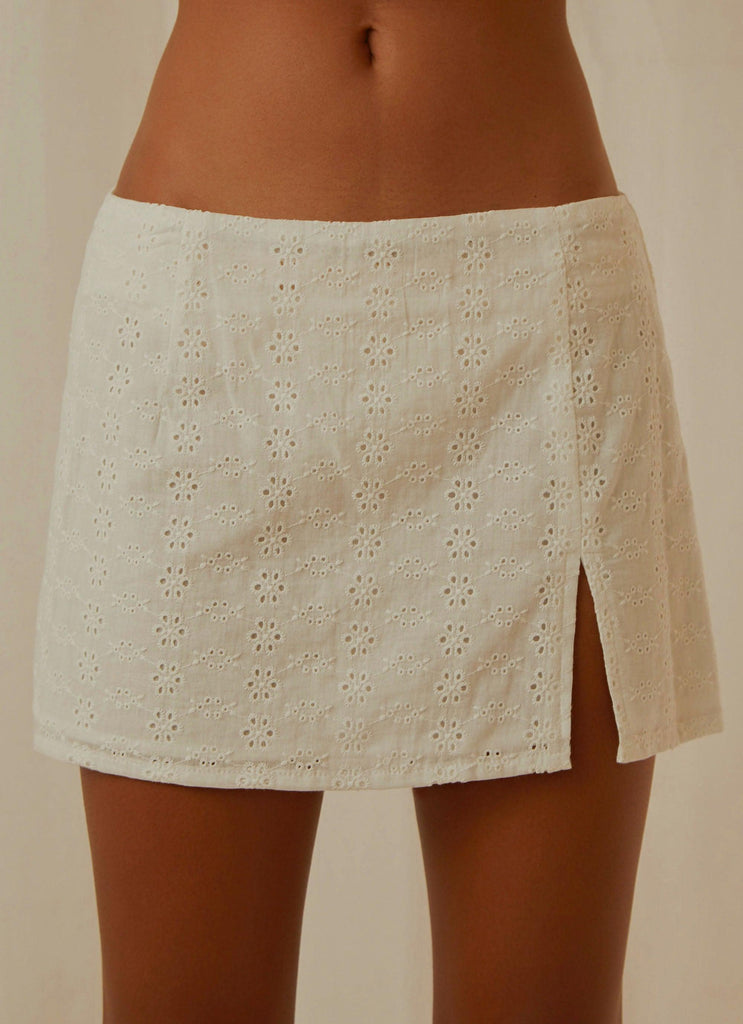 Field Dreams Mini Skirt - White Broderie - Peppermayo