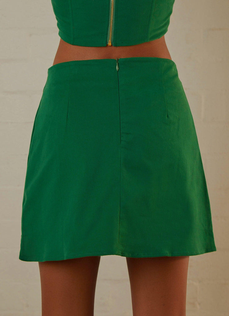 Rooftop Drinks Mini Skirt - Jade Green - Peppermayo