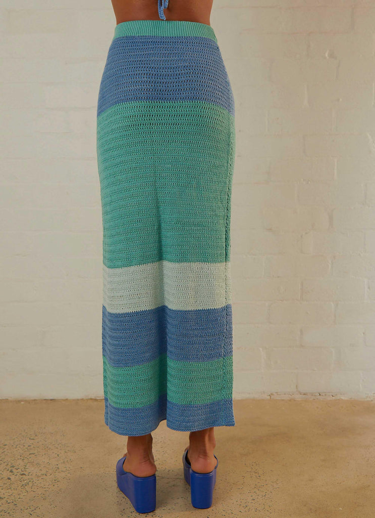 Sand Dunes Crochet Maxi Skirt - Azure Stripe - Peppermayo