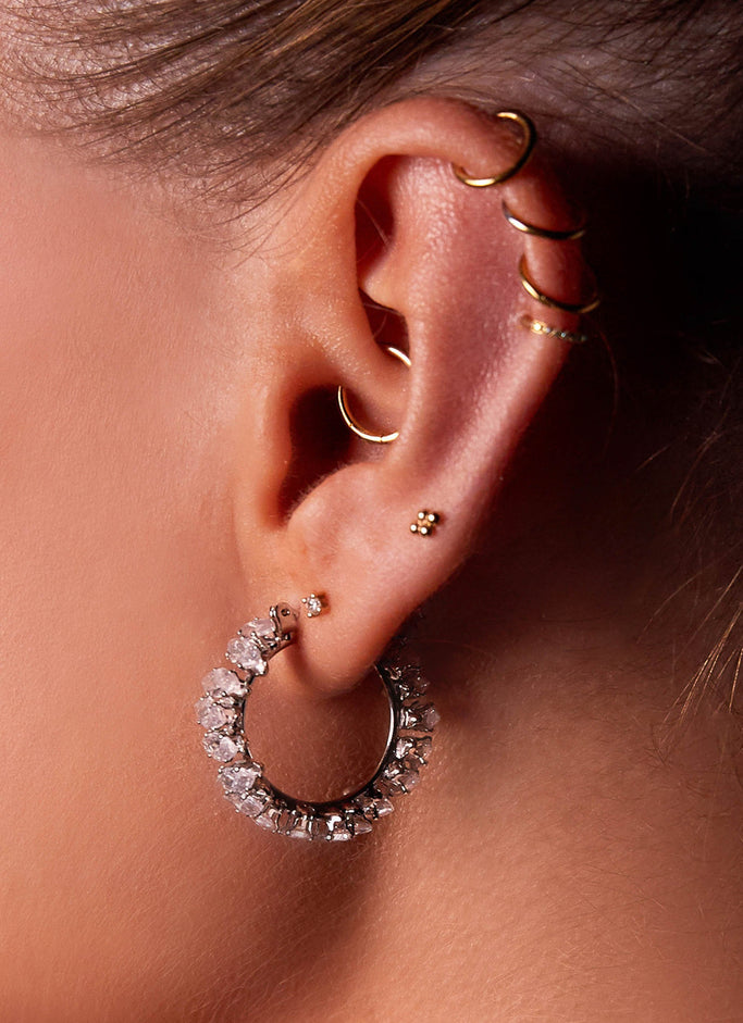 Reckless Diamante Hoop Earrings - Silver