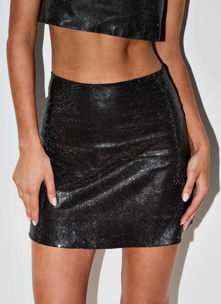 Pure Desire Diamante Mini Skirt - Onyx