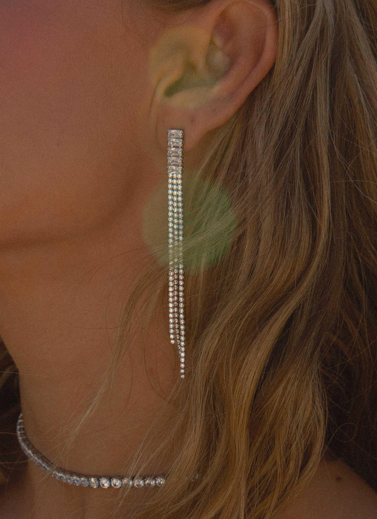 Mirrorball Diamante Earrings - Silver - Peppermayo
