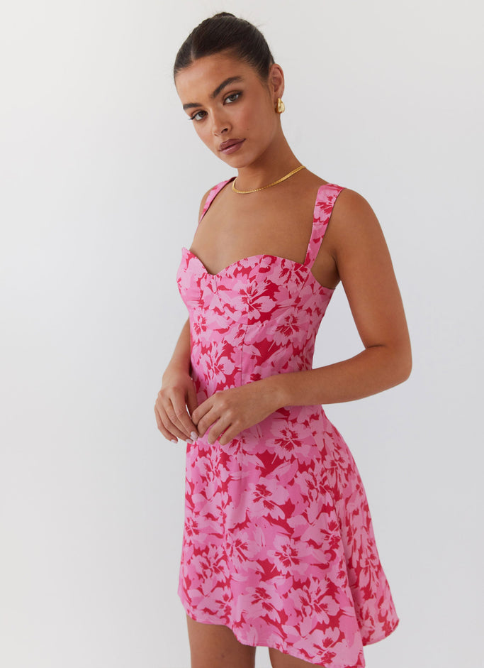 Kiah Bustier Mini Dress - Cherry Blossom