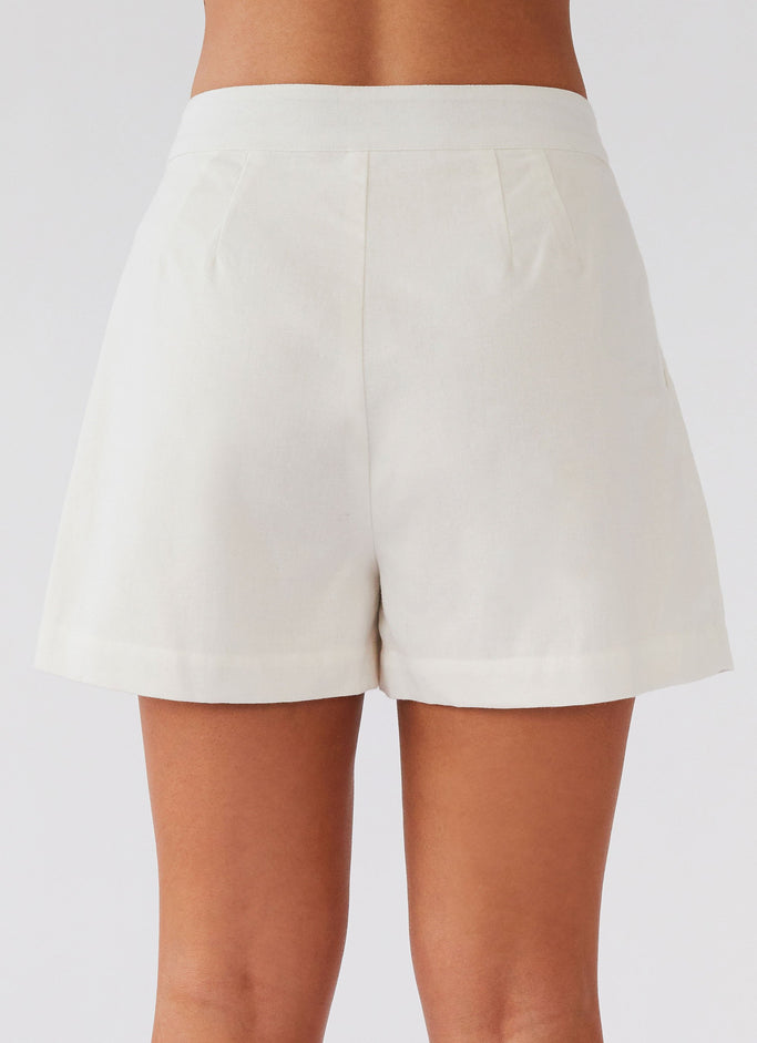Born For Bordeaux Linen Shorts - White