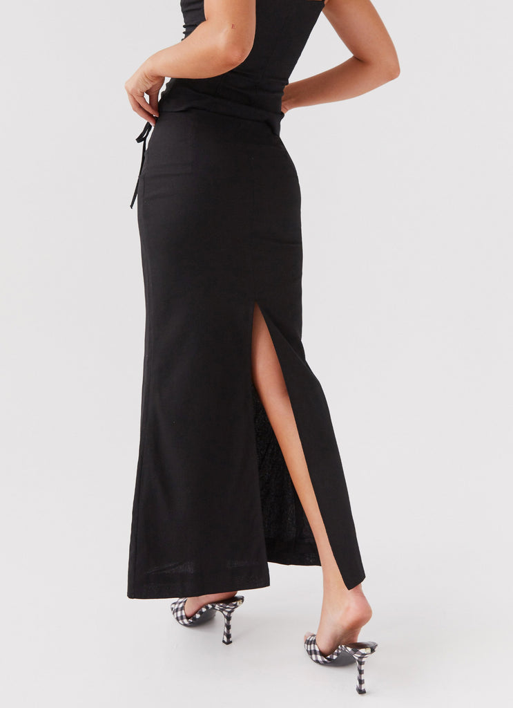 Ariana Linen Maxi Skirt - Black