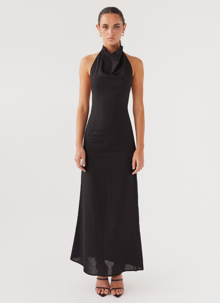 Cartia Linen Maxi Dress - Black