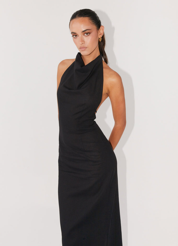 Cartia Linen Maxi Dress - Black