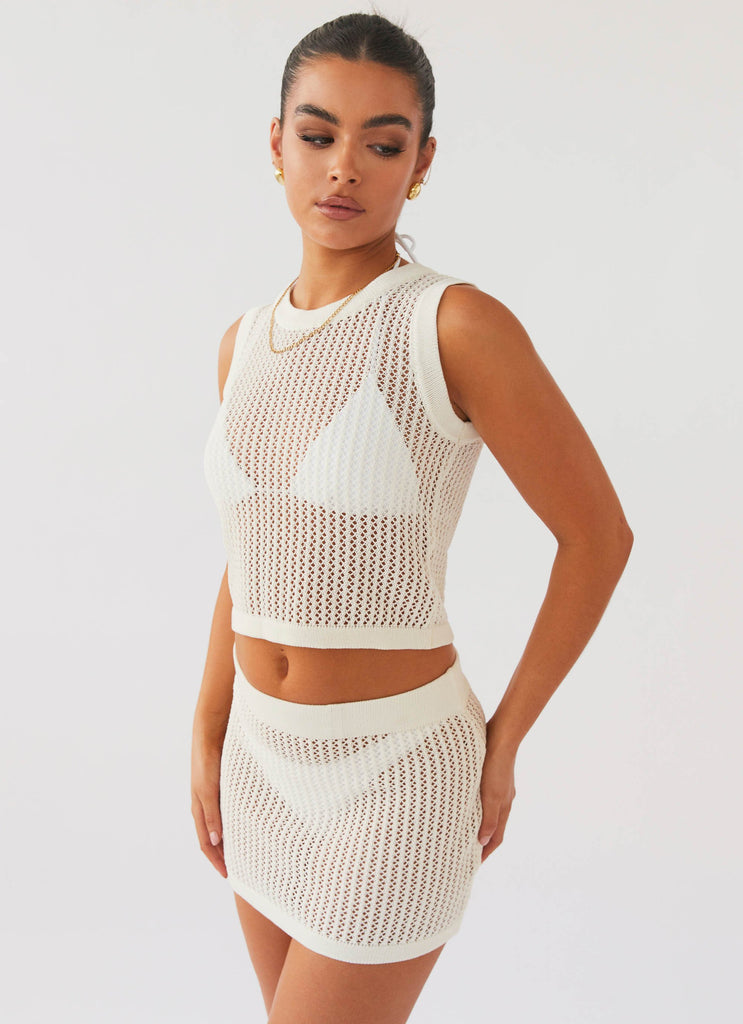 Beach Club Crochet Mini Skirt - White