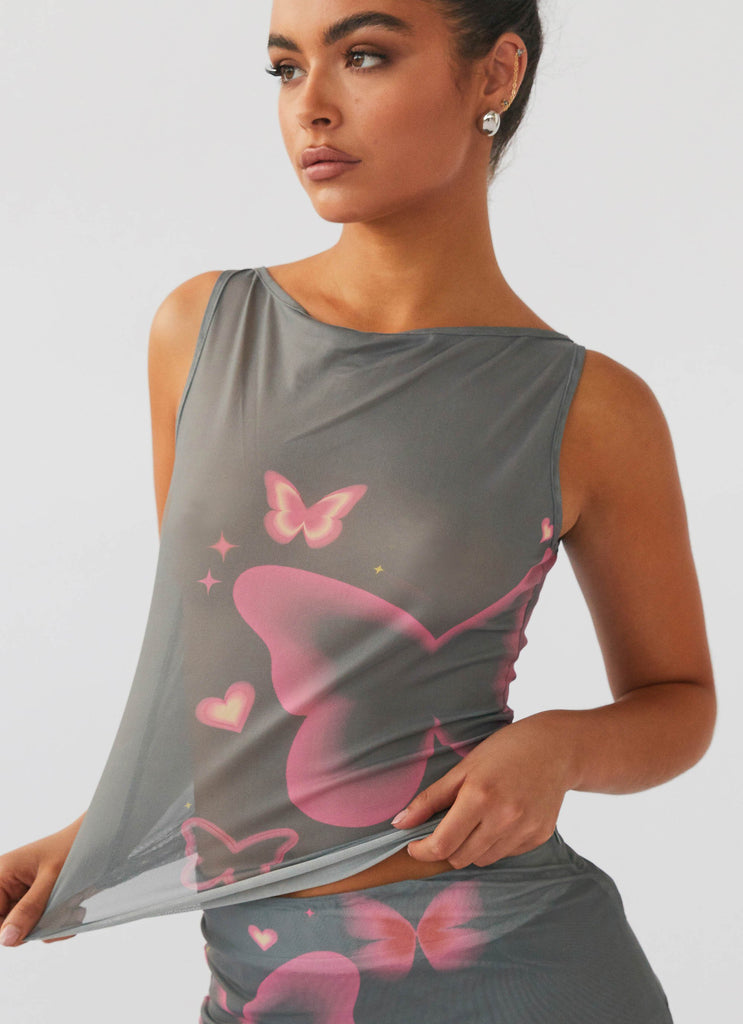 Uptown Girl Mesh Top - Butterfly Kisses