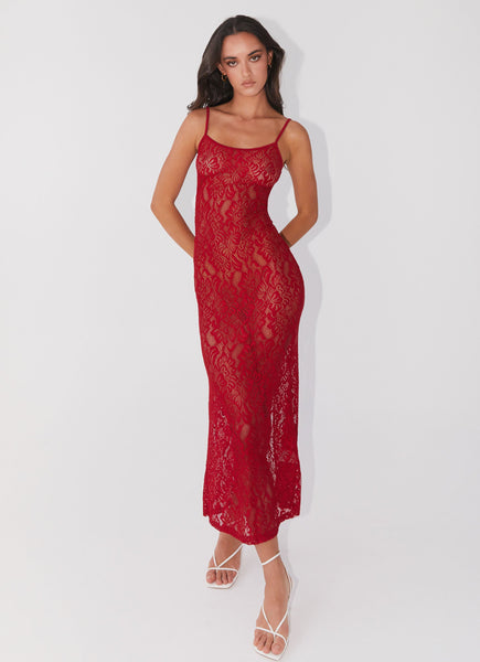 Superdry Festival Dungaree Maxi Long Dress Red