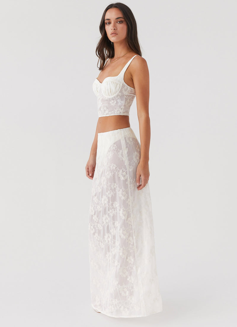 In the Clouds Maxi Skirt - Ivory Petal