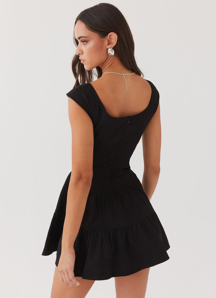 Isabella Denim Bustier Dress - Black