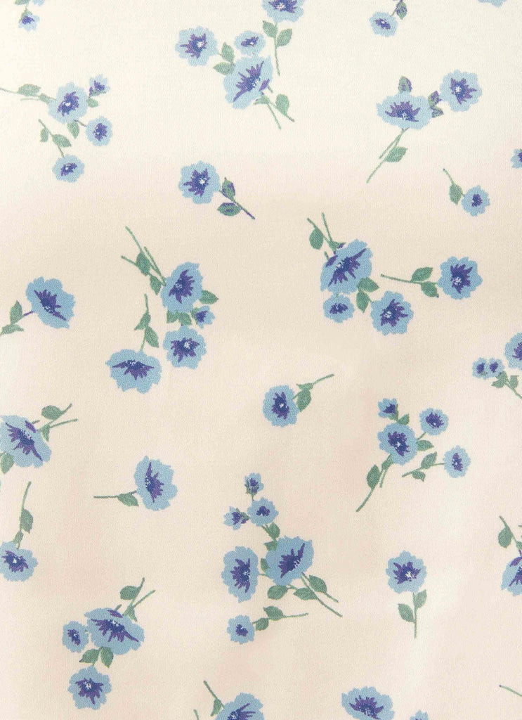 Picnic Date Mini Skirt - Blue Blooms - Peppermayo