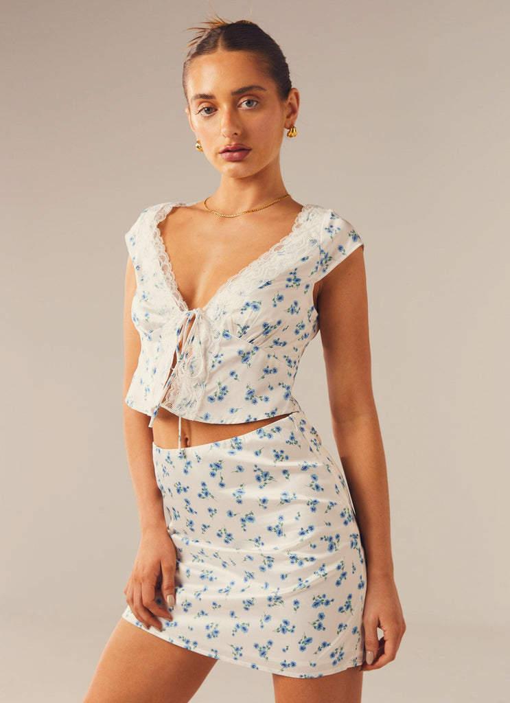 Picnic Date Floral Top - Blue Blooms - Peppermayo