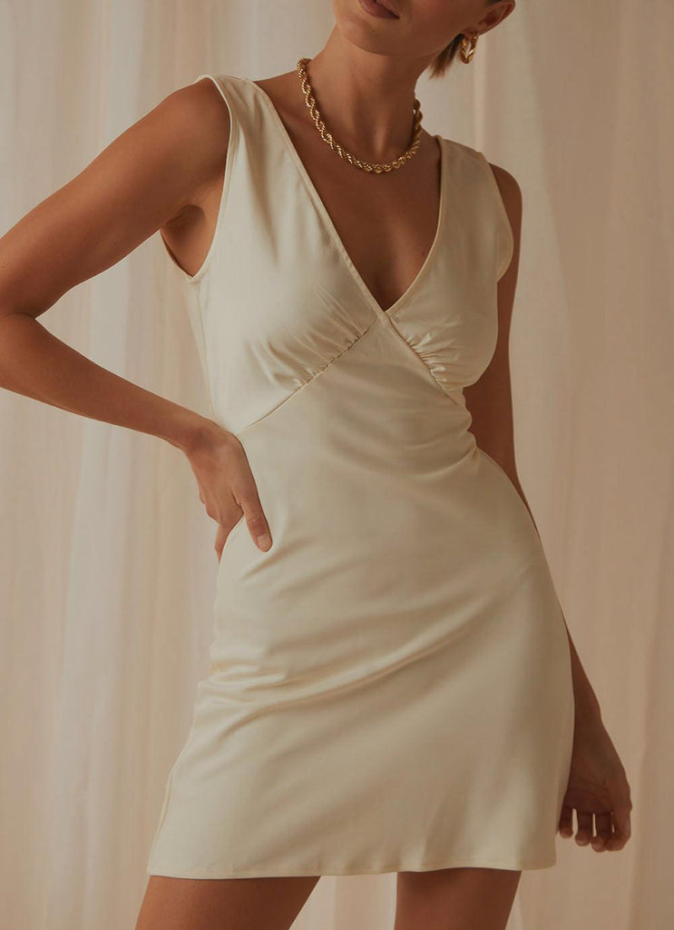 Audrey Vintage Slip Dress - Ivory - Peppermayo