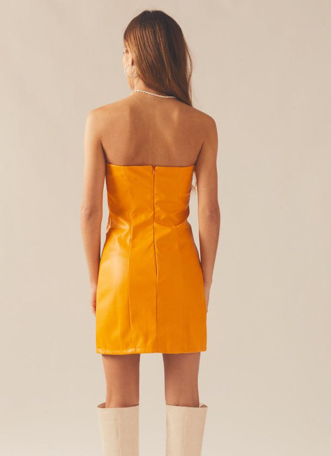 Cool and Calm PU Dress - Orange