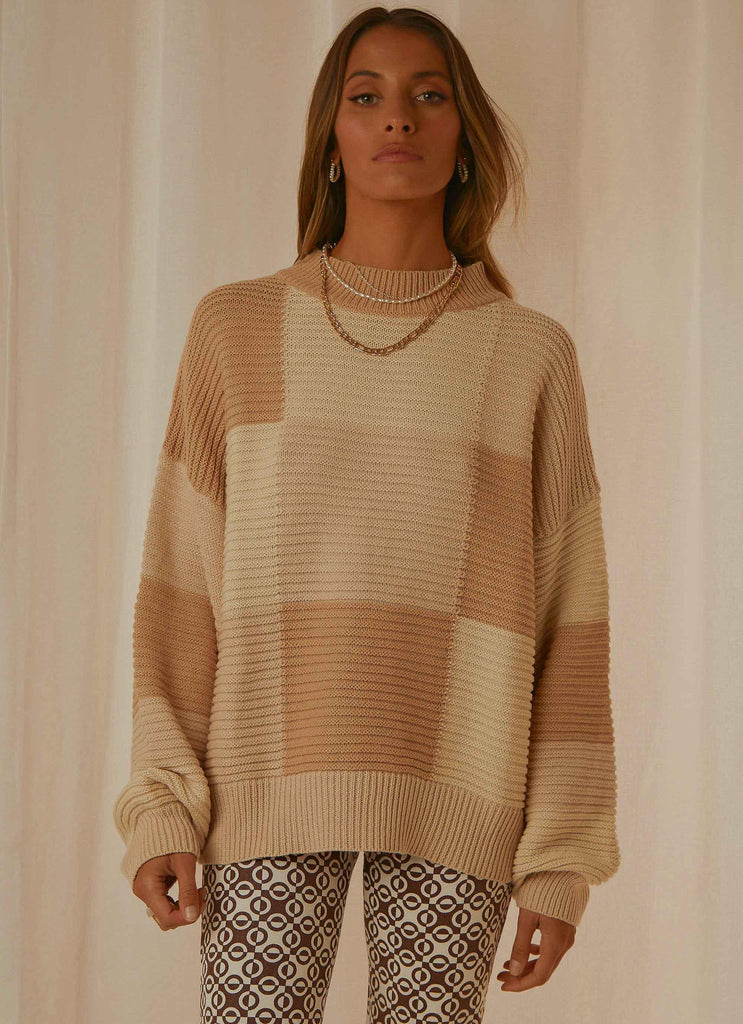 Tulum Nights Knit Jumper - Neutral Patchwork - Peppermayo
