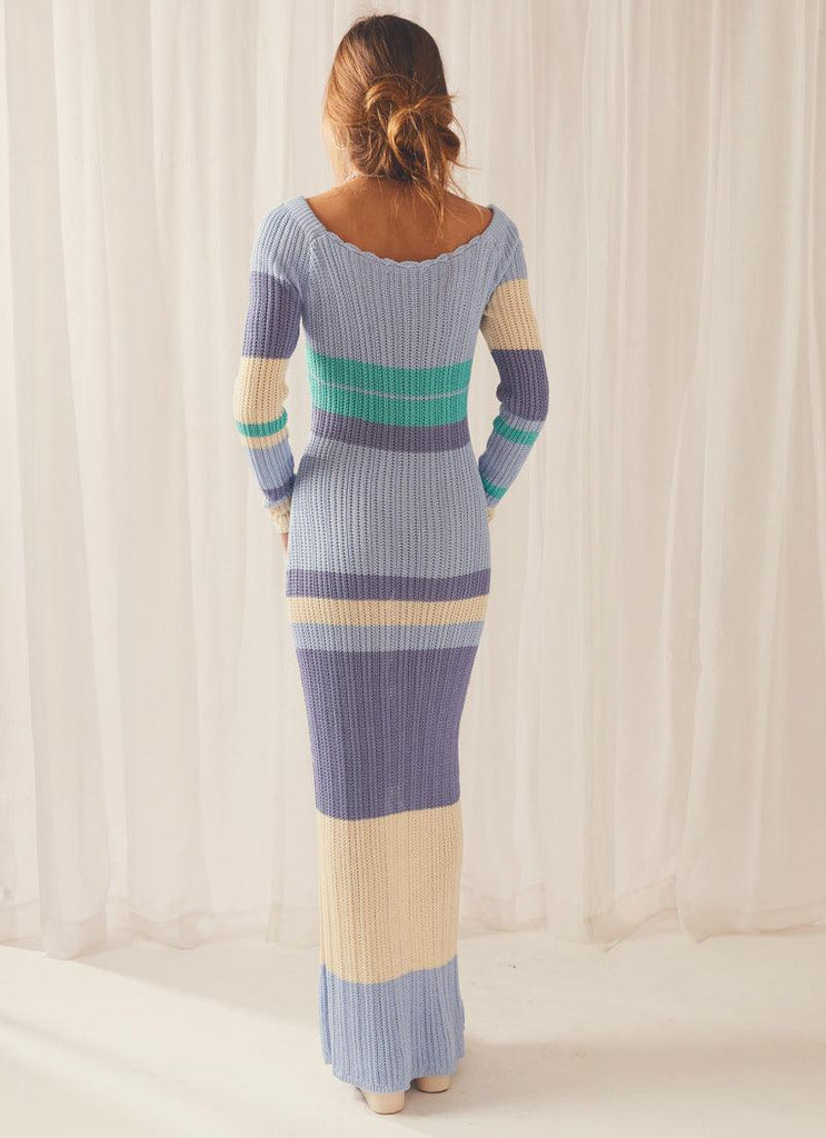 Love Ride Crochet Maxi Dress - Ocean Stripe - Peppermayo